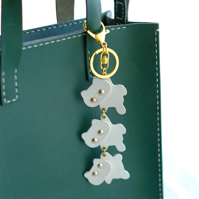 Handmade Leather Cute Cats Kitten Bag Charm Keyring Personalized Monogrammed Gift Custom Women Key Charm Bag Charm