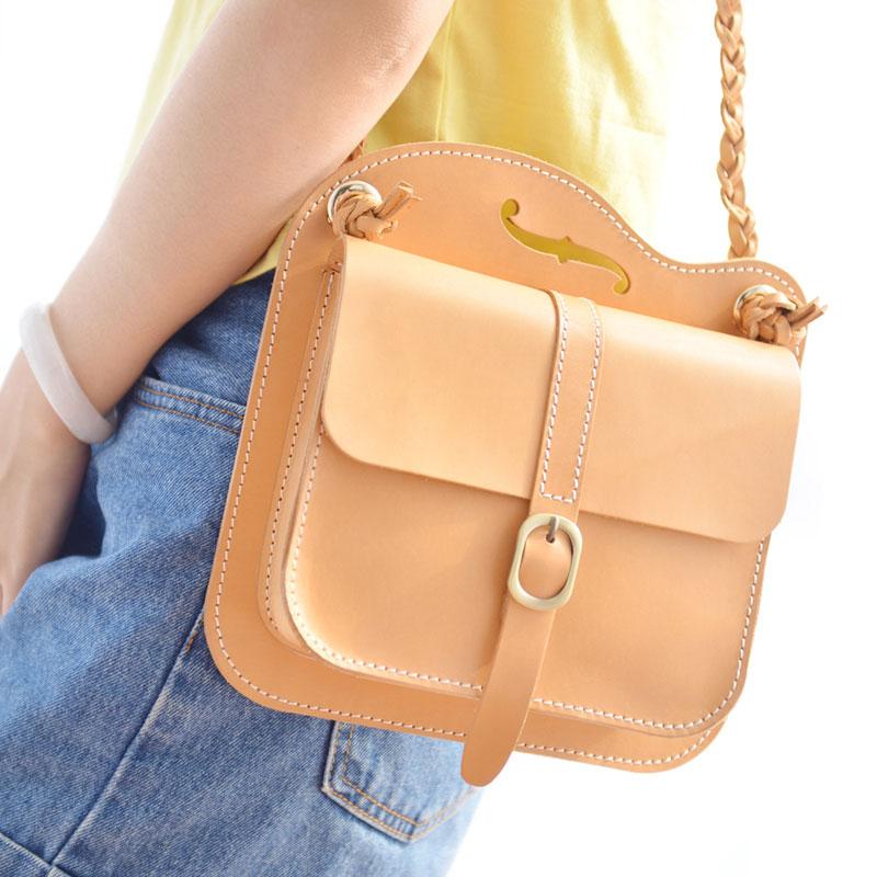 Handmade Leather Cute Camel Small Shoulder Bag Personalized Monogramme Feltify