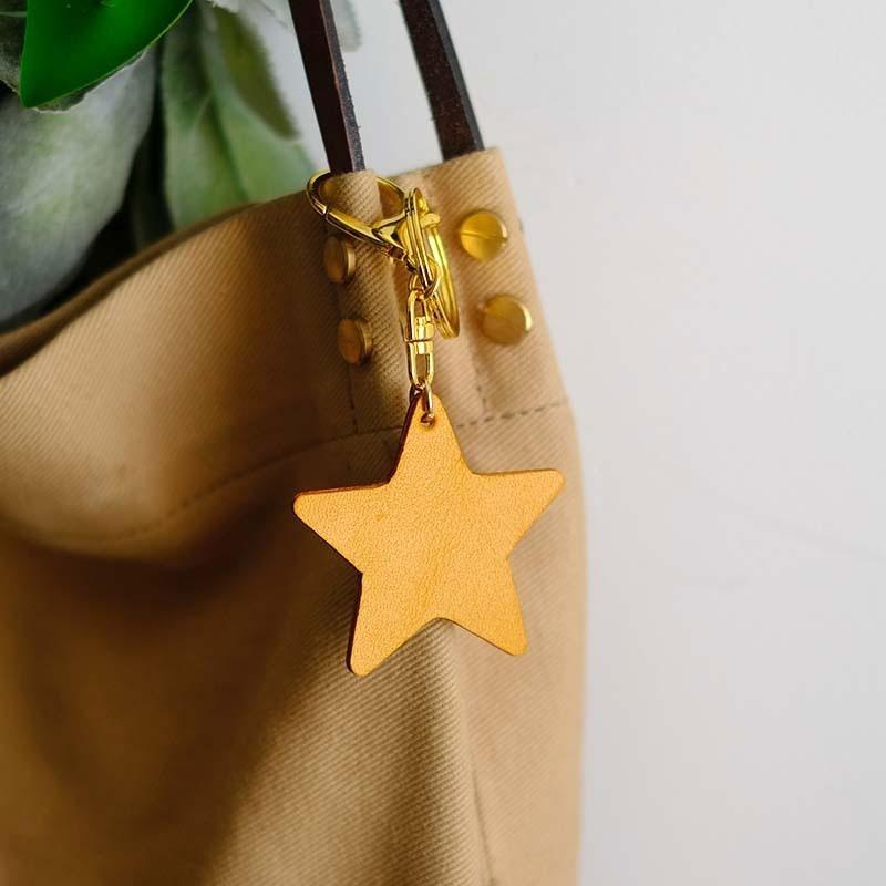 Handmade Leather Cute Star Bag Charm Keyring Personalized Monogrammed Gift Custom Women Key Charm Bag Charm