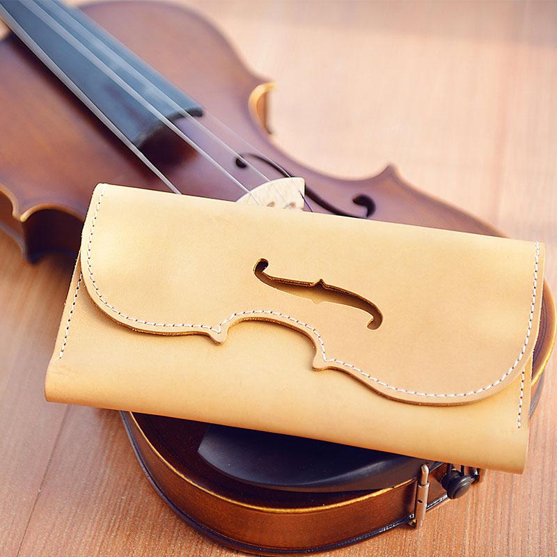 Handmade Leather Women Long Wallet Cute Phone VIOLIN Bifold PERSONALIZED MONOGRAMMED GIFT CUSTOM Phone Wallet long Wallet