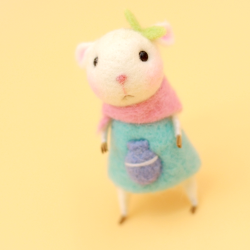 Handmade Needle felted felting project animal constellation cute mouse mice aquarius felted wool doll - Feltify