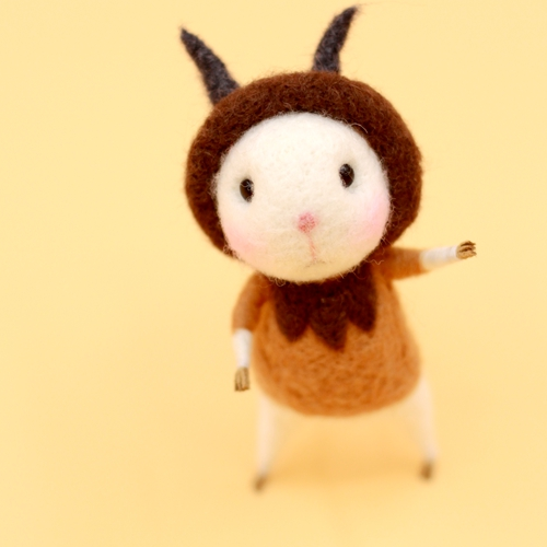 Handmade Needle felted felting project animal constellation cute mouse mice Capricornus felted wool doll - Feltify