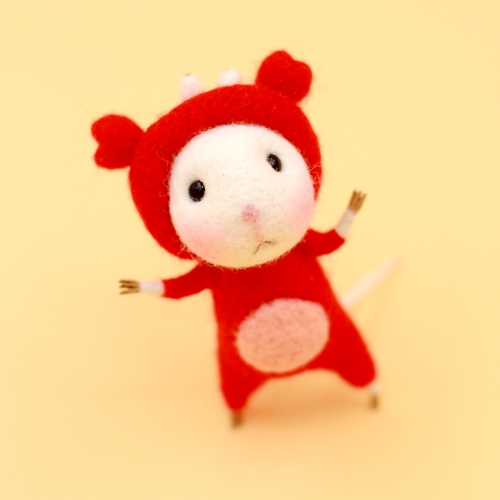 Handmade Needle felted felting project animal constellation cute mouse mice Cancer felted wool doll