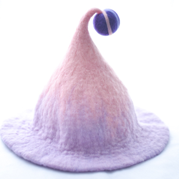 Handmade felted needle felted Lavender witch wool Hat Halloween costume witch costume