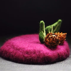 Handmade felted needle felted purple Little Acorn wool hat  display picture 1