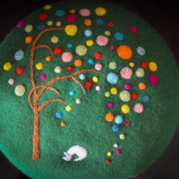 Handmade felted needle felted Green spotted tree wool Hat  display picture 1