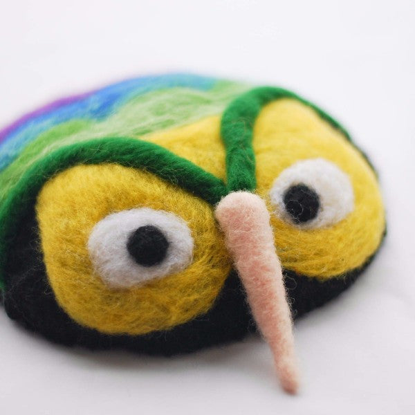 Handmade felted needle felted colorful owl wool hat hair clip hair accessories