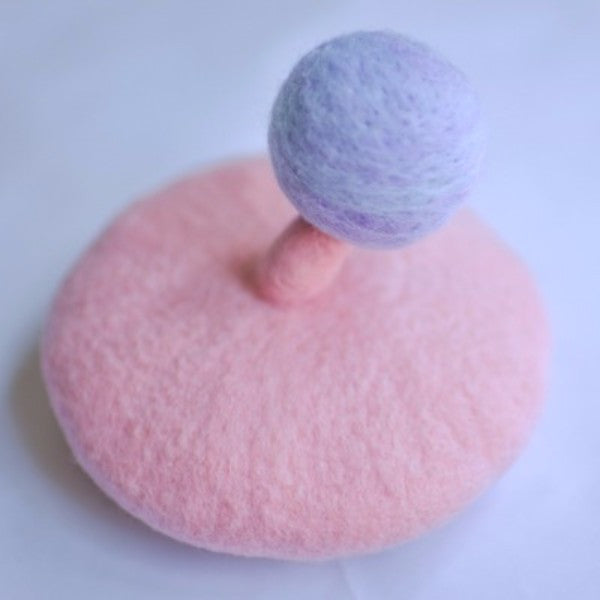 Handmade felted needle felted pink small planet wool hat hair clip hair accessories
