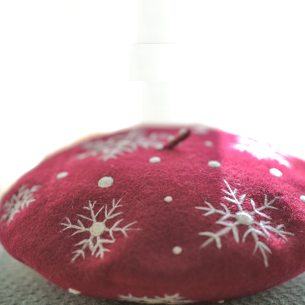 Handmade felted needle felted tulips orange wool Hat beret winter hat main image 0