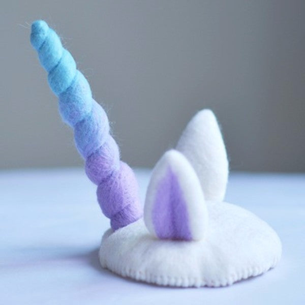 Handmade felted needle felted white unicorn wool hat hair clip hair accessories