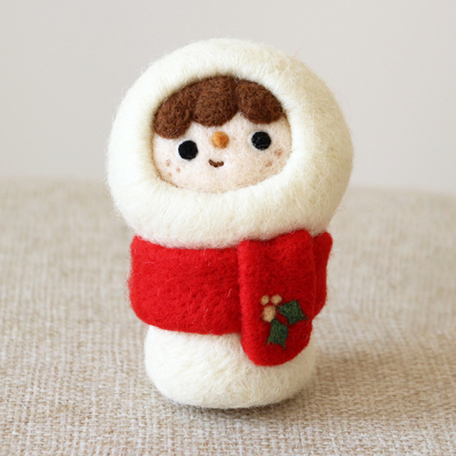 \Handmade needle felted felting project cute project Christmas Snowman felt doll
