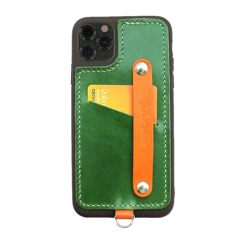 Handmade Green Leather iPhone 11 Pro Max Case with Card Holder