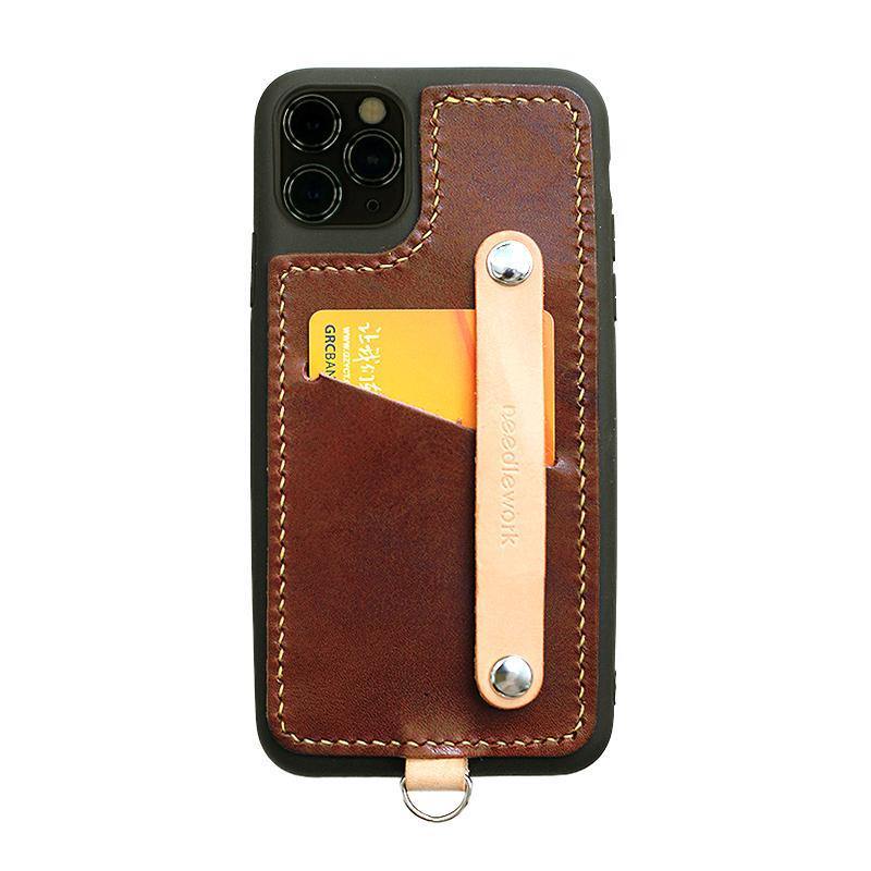 Handmade Coffee Leather iPhone 11 Pro Case with Card Holder CONTRAST COLOR iPhone 11 Leather Case - iwalletsmen