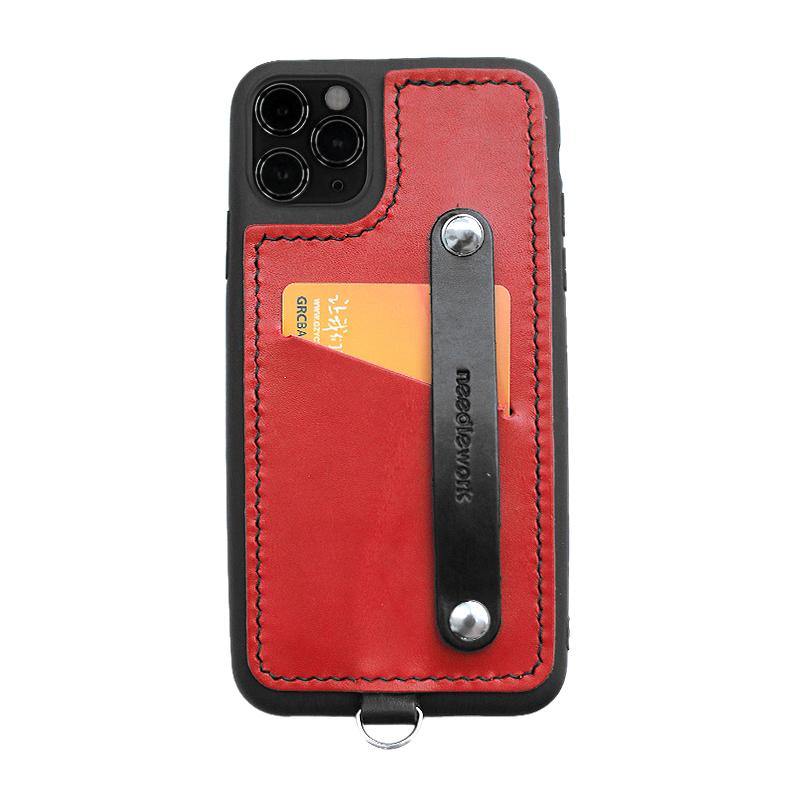 Handmade Red Leather iPhone 11 Pro Case with Card Holder CONTRAST COLOR iPhone 11 Leather Case - iwalletsmen