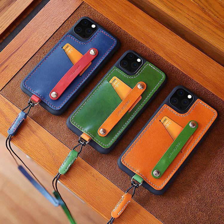 Handmade Leather iPhone 11 Case with Card Holder CONTRAST COLOR iPhone 11 Leather Case - iwalletsmen