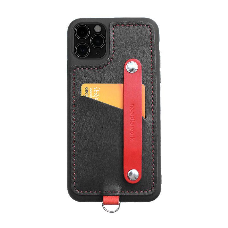 Handmade Black Leather iPhone 11 Pro Max Case with Card Holder CONTRAST COLOR iPhone 11 Leather Case - iwalletsmen