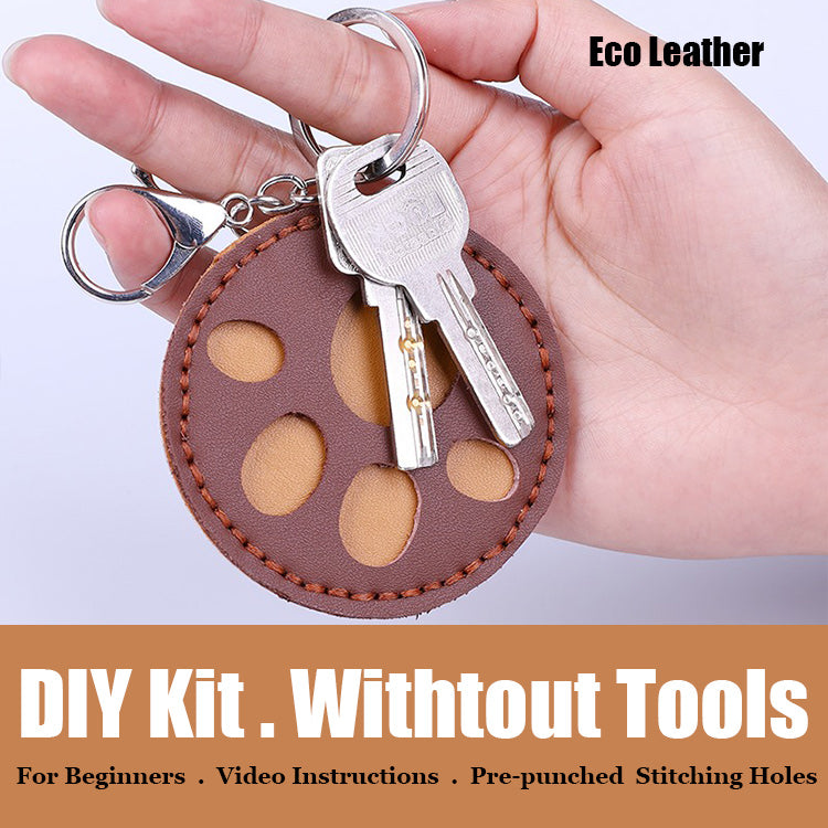 Cute DIY Leather Cat Paw Keychain Kit DIY Leather Project DIY Paw Leather Womens Bag Charm DIY Kit
