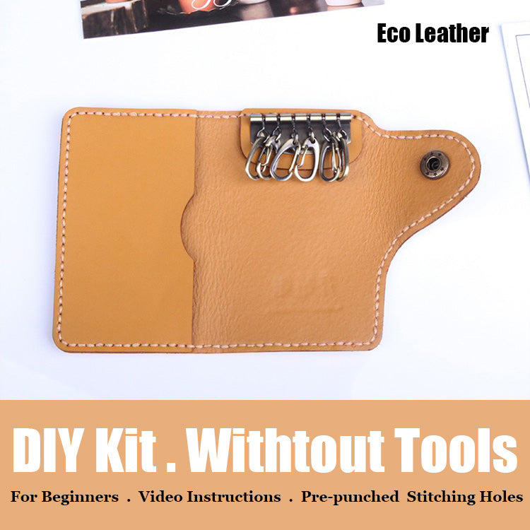 Khaki Leather Key Holder Kit DIY Leather Key Wallet Kit DIY Leather Projects DIY Leather Kit