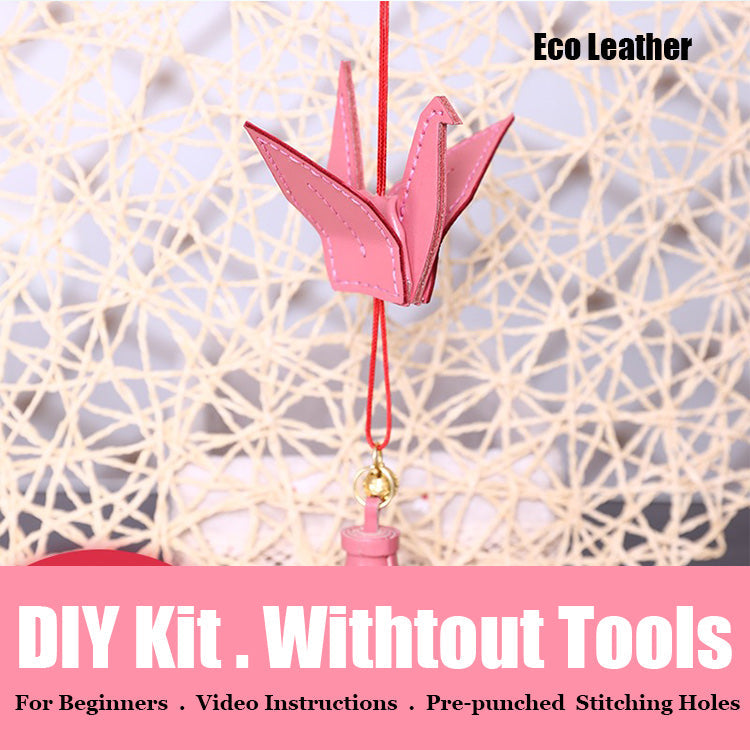 DIY Leather Paper Crane Kit Cute DIY Leather Project DIY Pink Leather Paper Crane Charm Kit