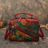 Best Red Leather Womens Buston Handbag Handmade Cube Handbag Crossbody Purse for Ladies