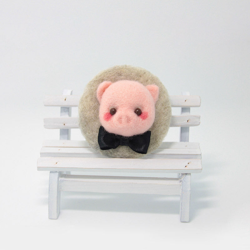 Needle Felted Felting project Animals Pig Cute Brooch Jewelry