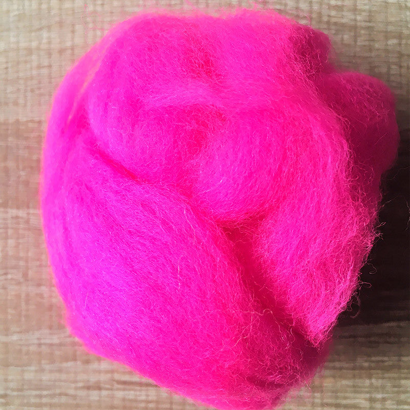 Needle felted wool felting Bright Pink wool Roving for felting supplies short fabric easy felt