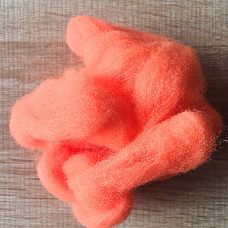 Needle felted wool felting Bright pink orange wool Roving for felting supplies short fabric easy felt