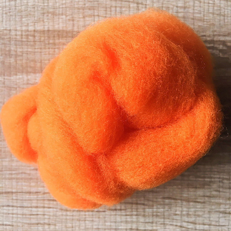 Needle felted wool felting mango orange wool Roving for felting supplies short fabric easy felt