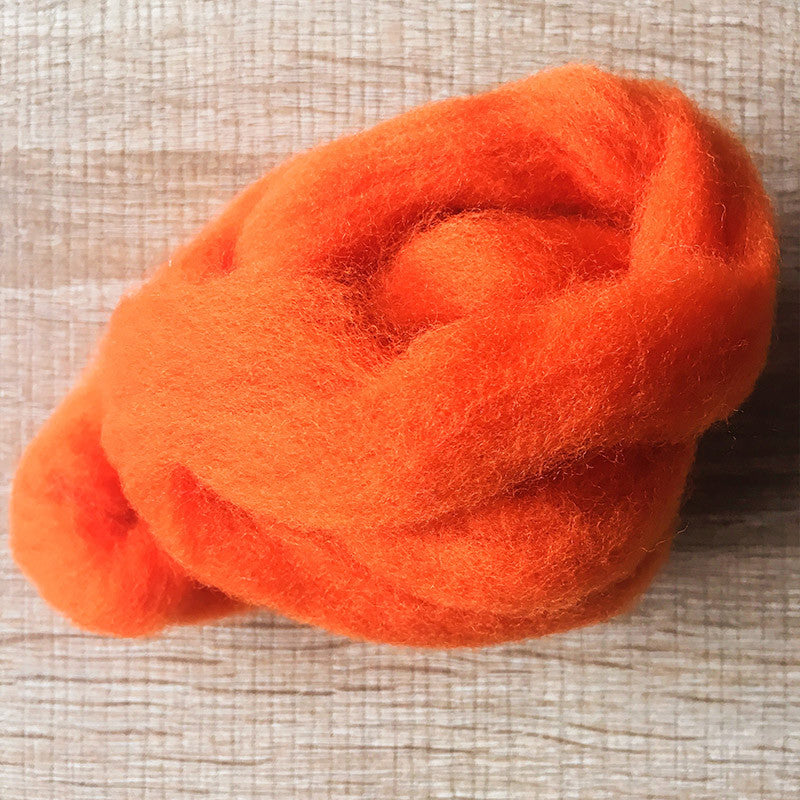 Needle felted wool felting warm orange wool Roving for felting supplies short fabric easy felt