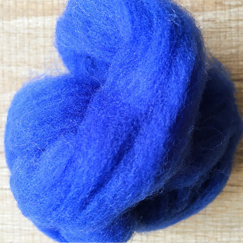 Needle felted wool felting Blue Cerulean wool Roving for felting supplies short fabric easy felt