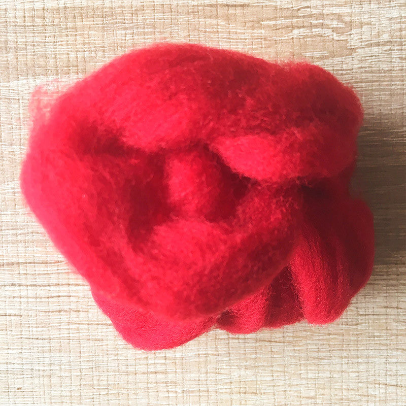 Needle felted wool felting Cherry Red wool Roving for felting supplies short fabric easy felt - Feltify