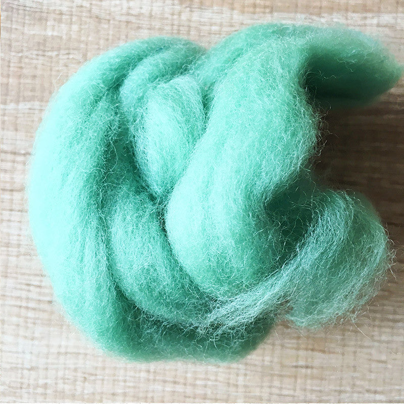 Needle felted wool felting Green Celadon wool Roving for felting supplies short fabric easy felt