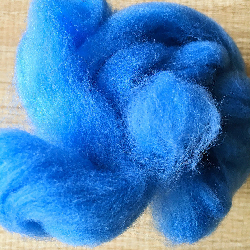 Needle felted wool felting Blue Doraemon Blue wool Roving for felting supplies short fabric easy felt - Feltify