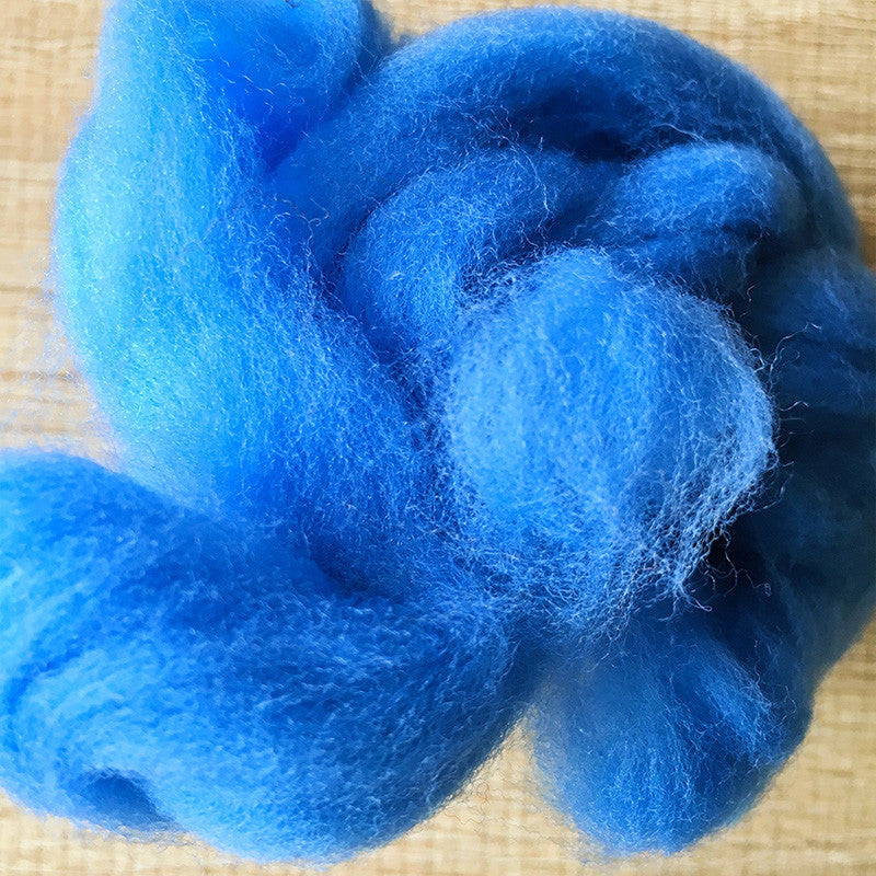 Needle felted wool felting Blue Doraemon Blue wool Roving for felting supplies short fabric easy felt
