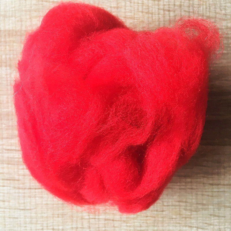 Needle felted wool felting bright red wool Roving for felting supplies short fabric easy felt