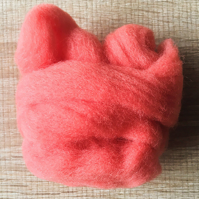 Needle felted wool felting coral red wool Roving for felting supplies short fabric easy felt