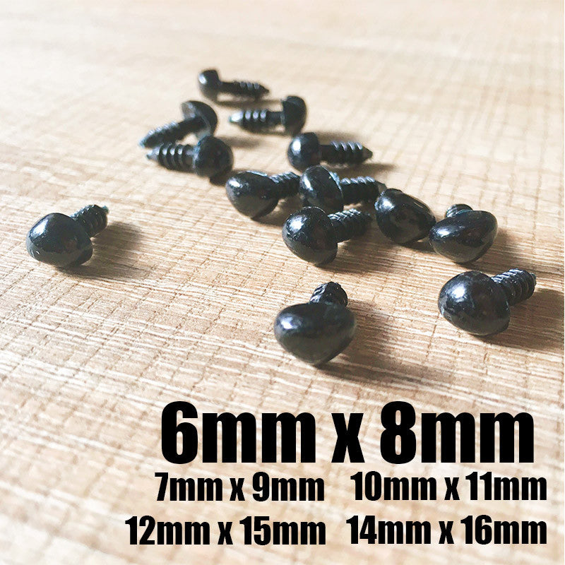 Needle felting supplies animal dog puppy nose 20 pieces 6mmx8mm Safety nose Animal nose Amigurumi nose Doll nose Stuffed Toy nose Doll Parts Plastic nose Black
