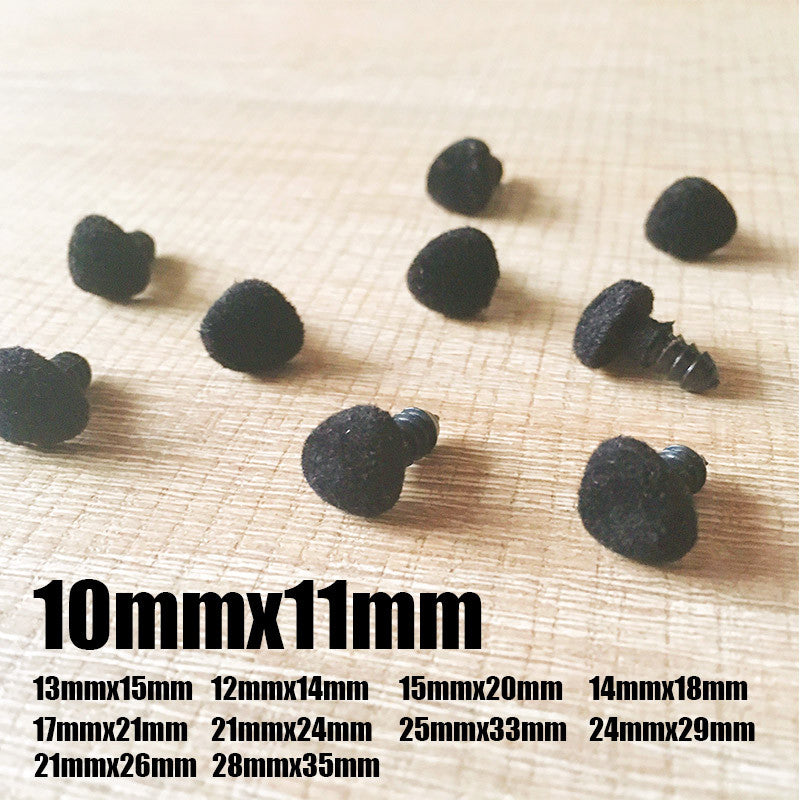 Needle felting supplies animal velour dog puppy nose 10 pieces 10mmx11mm Safety nose Animal nose Amigurumi nose Doll nose Stuffed Toy nose Doll Parts Plastic nose Black