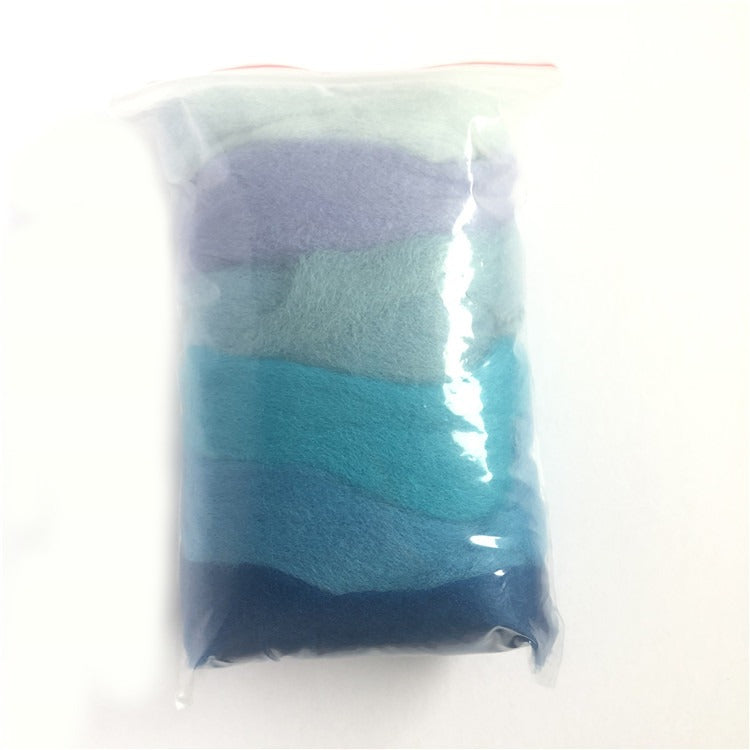 Needle Felting Wool Blue Analogous Colors Wool Roving 66s Merino Wool Needle Felting Supplies
