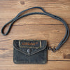 Vintage Womens Denim Card Holder with Lanyard Denim Blue Small Card Coin Bag for Women