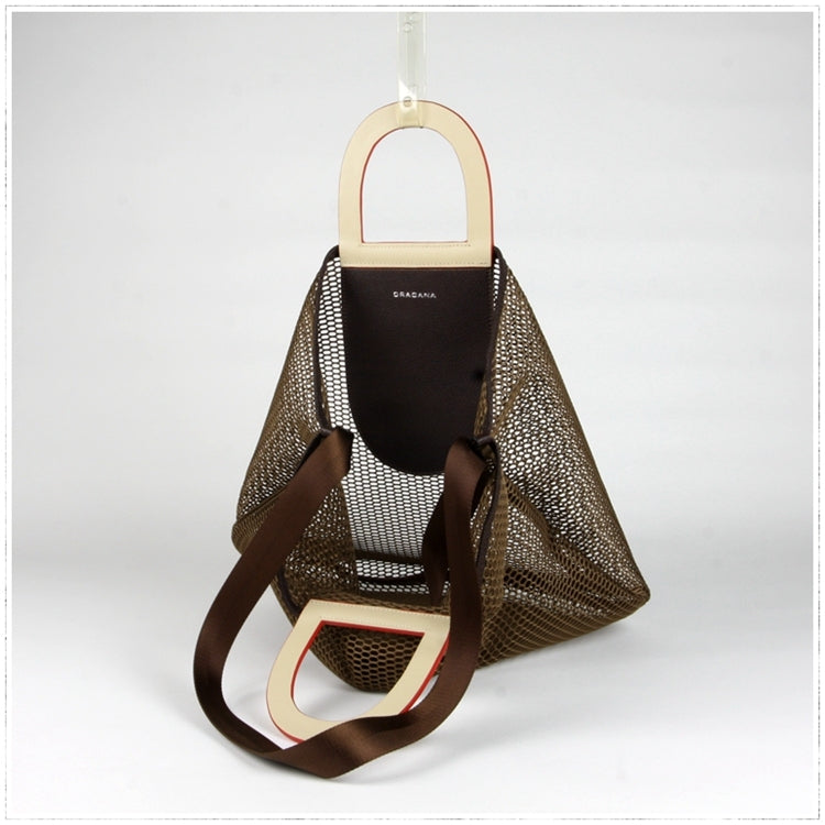 Womens Coffee Net Polyester Leather Tote Handbag Purse Polyester Tote Shoulder Bag Purse for Ladies