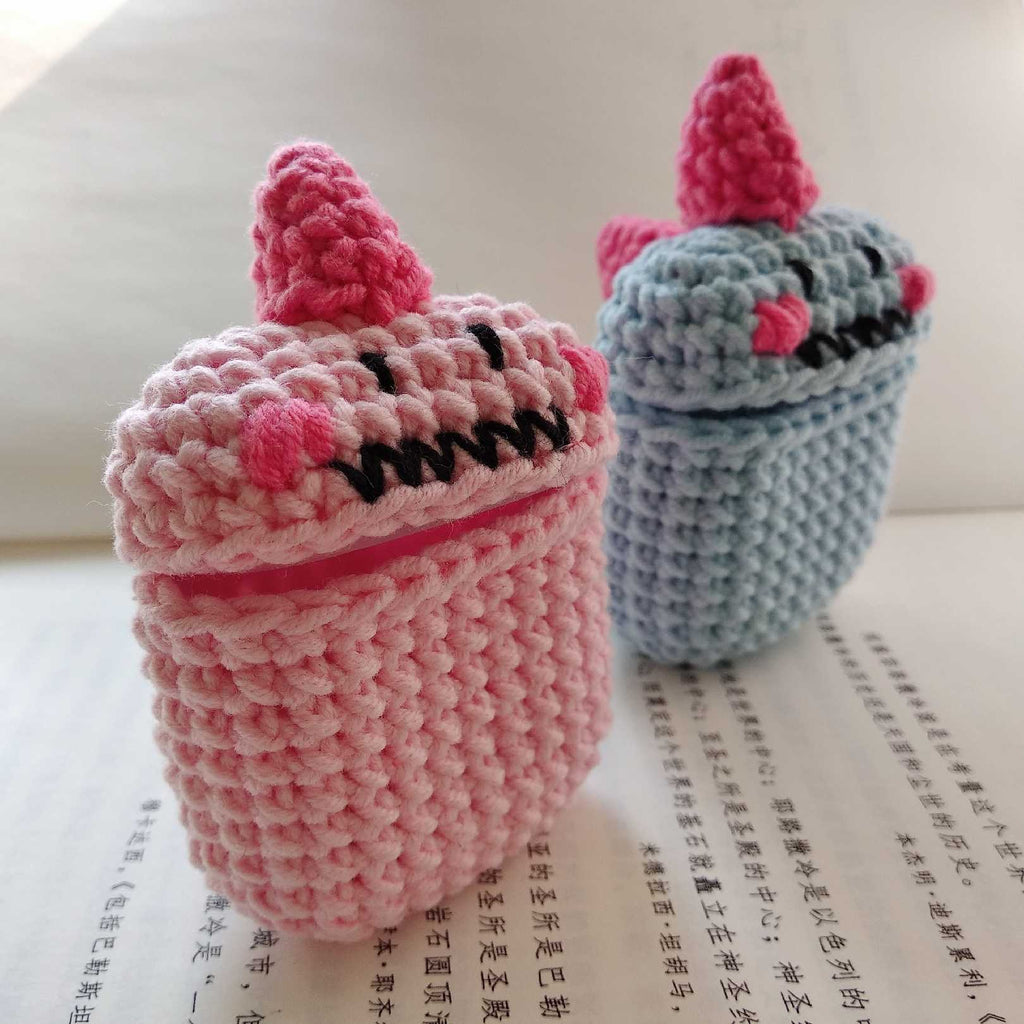 Girl's Cute AirPods Pro Cases Knit Blue Monster Handmade Kawaii AirPods 1/2 Case Blue Airpod Case Cover