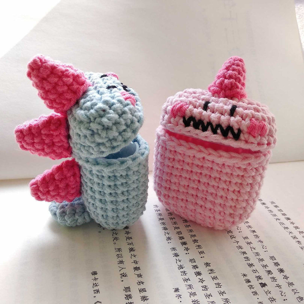 Girl's Cute AirPods Pro Cases Knit Pink Monster Handmade Kawaii AirPods 1/2 Case Pink Airpod Case Cover