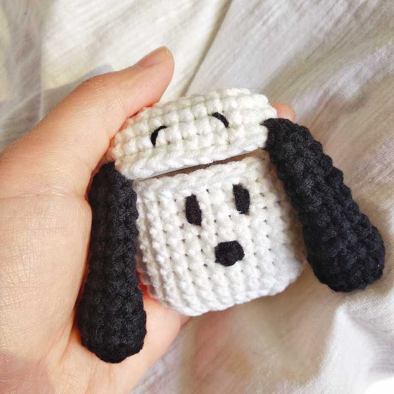 Girl's Cute AirPods Pro Cases Knit Snoopy Handmade Kawaii AirPods 1/2 Case White Airpod Case Cover