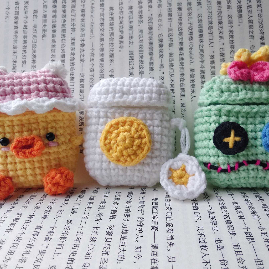 Girl's Cute AirPods 1/2 Cases Fried Egg Handmade Hamburger AirPods Pro Case Fried Egg Airpod Case Cover