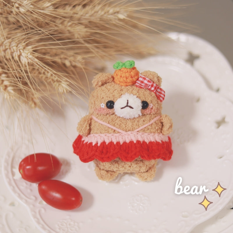 Girl's Cute Bear Girl AirPods 1/2 Case Handmade Crochet Khaki AirPods Pro Cases Airpod Case Cover