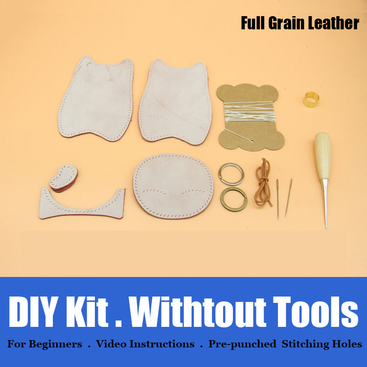 Cute DIY Leather Key Holder Kit DIY Waxed Leather Project DIY Leather Womens KeyChain DIY Leather KeyRing Kit
