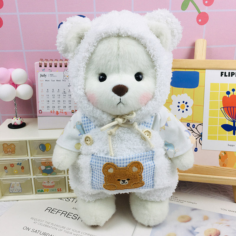 The Best Teddy Bears With White Bear Suit Bear Hat Overall Doll Overall Cos Stuffed Bears Toy Christmas Gifts for Her / Girlfriend Mom Kids