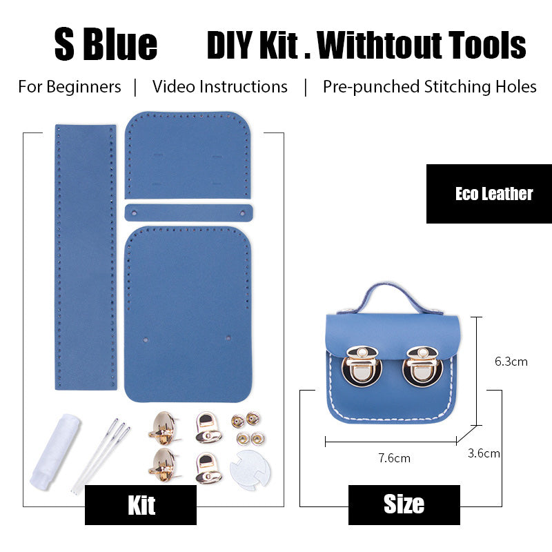 DIY Leather AirPods Case Kit DIY Leather Mini Satchel Bag Kit DIY Blue Leather Projects DIY Leather Pouch Kit