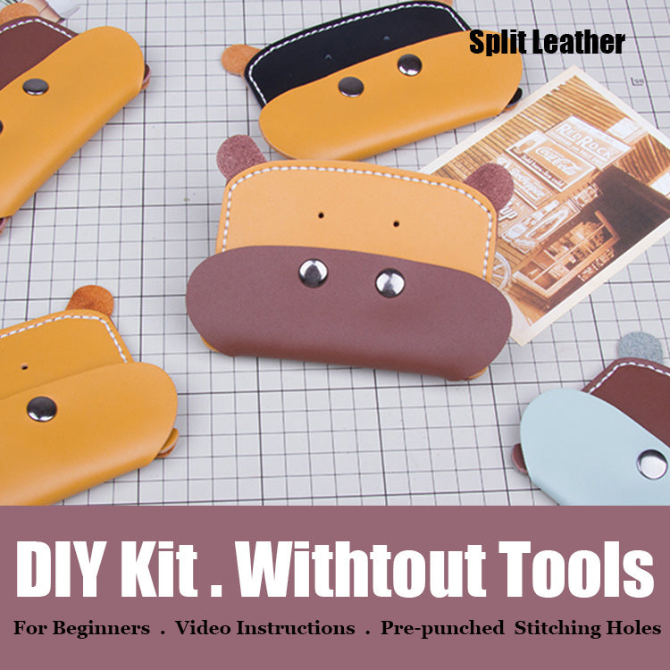 DIY Hippo Leather Card Holder Kit DIY Leather Card Wallet Kit DIY Leather Projects DIY Leather Kit